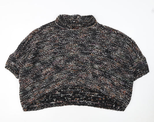 Zara Women Multicoloured Chunky Knit Roll Neck Short Sleeve Jumper Size M