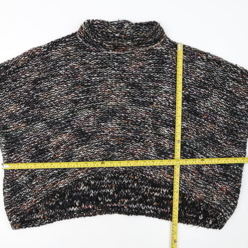Zara Women Multicoloured Chunky Knit Roll Neck Short Sleeve Jumper Size M