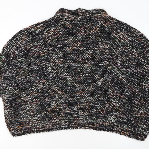 Zara Women Multicoloured Chunky Knit Roll Neck Short Sleeve Jumper Size M