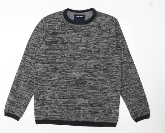 Your Turn Men's Grey Chunky Knit Acrylic Jumper Size S