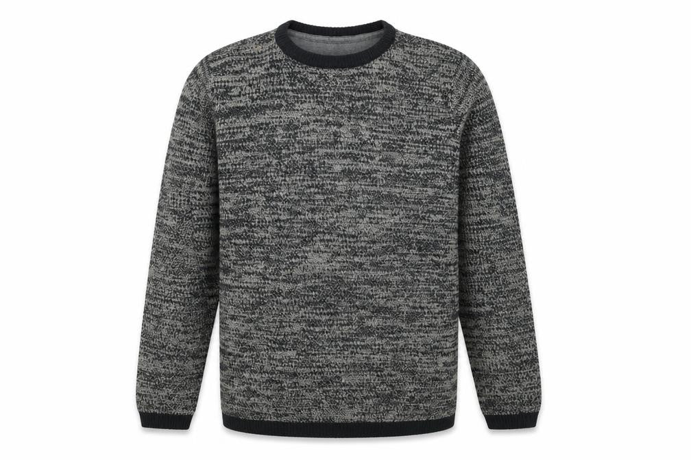 Front view of Your Turn Men's Grey Chunky Knit Acrylic Jumper, size S