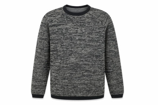 Front view of Your Turn Men's Grey Chunky Knit Acrylic Jumper, size S