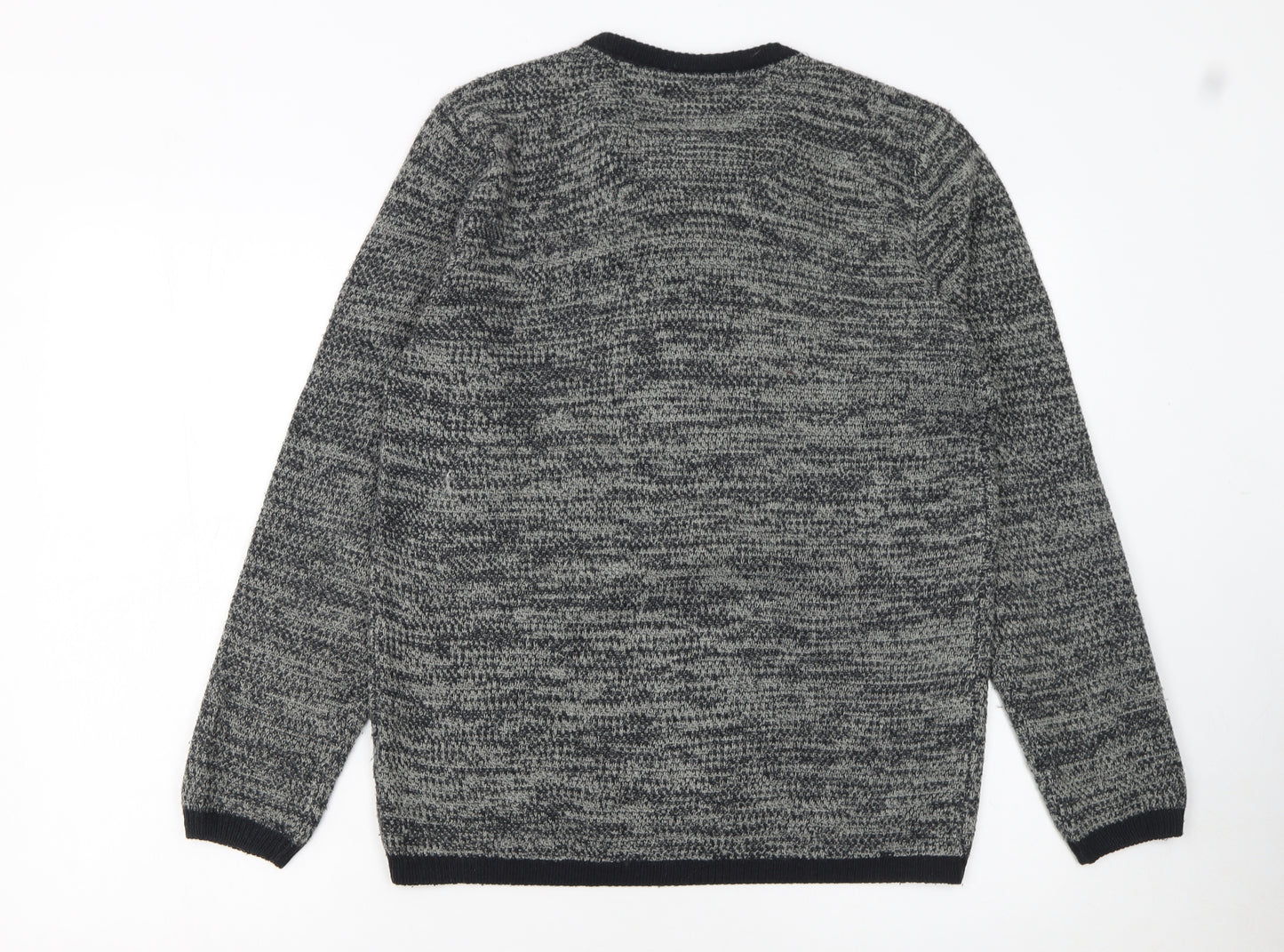Your Turn Men's Grey Chunky Knit Acrylic Jumper Size S