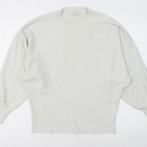 MITZY Women's Ivory Relaxed Fit Crew Neck Knit Jumper Size S