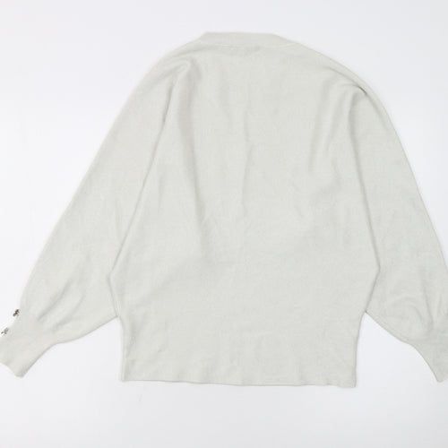 MITZY Women's Ivory Relaxed Fit Crew Neck Knit Jumper Size S