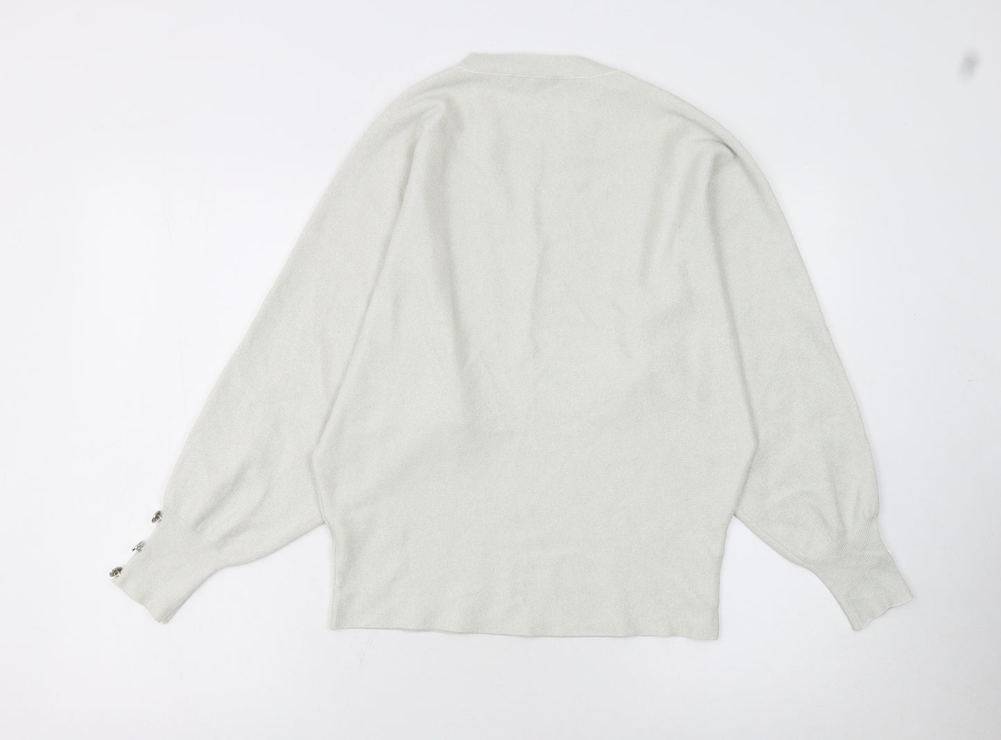 MITZY Women's Ivory Relaxed Fit Crew Neck Knit Jumper Size S