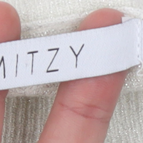 MITZY Women's Ivory Relaxed Fit Crew Neck Knit Jumper Size S