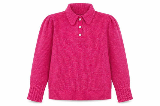 Front view of Next Women Pink Collared Henley Knit Jumper, size 14