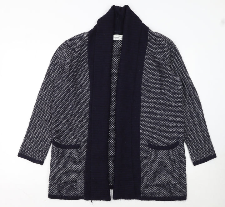 Mango Women’s Blue Wool Blend Open Knit Long Sleeve Cardigan Size 10