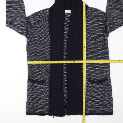 Mango Women’s Blue Wool Blend Open Knit Long Sleeve Cardigan Size 10