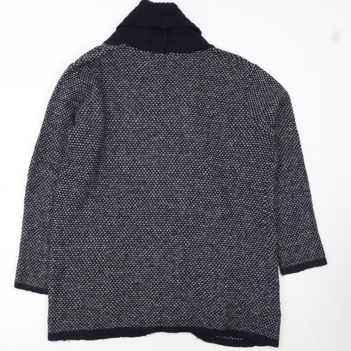 Mango Women’s Blue Wool Blend Open Knit Long Sleeve Cardigan Size 10