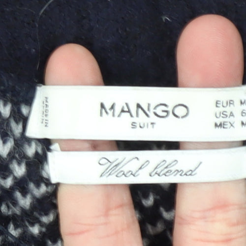 Mango Women’s Blue Wool Blend Open Knit Long Sleeve Cardigan Size 10