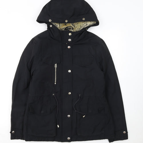 Topshop Women’s Black Petite Parka Jacket UK 10 Hooded Lined