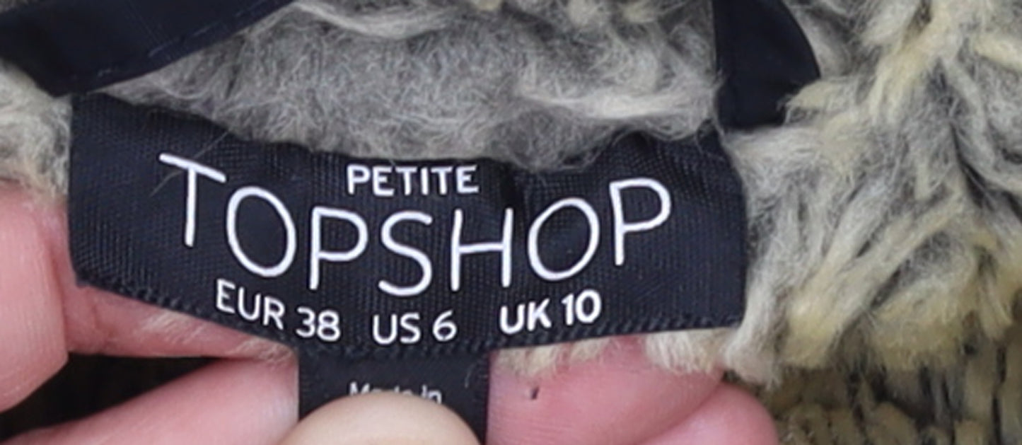 Topshop Women’s Black Petite Parka Jacket UK 10 Hooded Lined