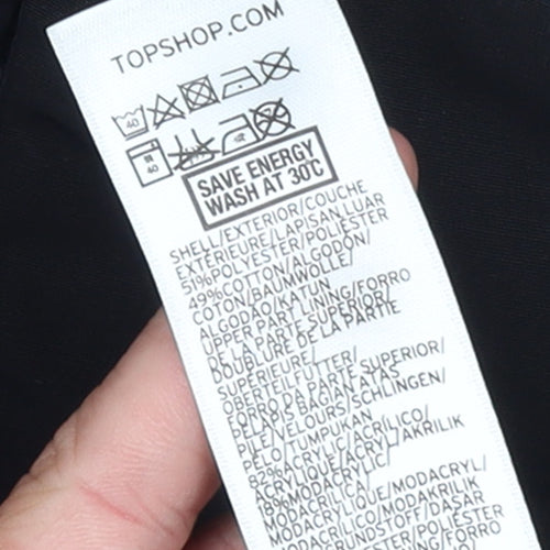Topshop Women’s Black Petite Parka Jacket UK 10 Hooded Lined
