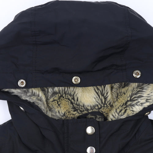 Topshop Women’s Black Petite Parka Jacket UK 10 Hooded Lined