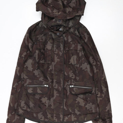 Next Women's Green Camouflage Hooded Military Jacket Size 12
