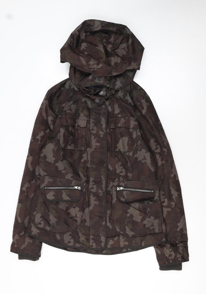 Next Women's Green Camouflage Hooded Military Jacket Size 12