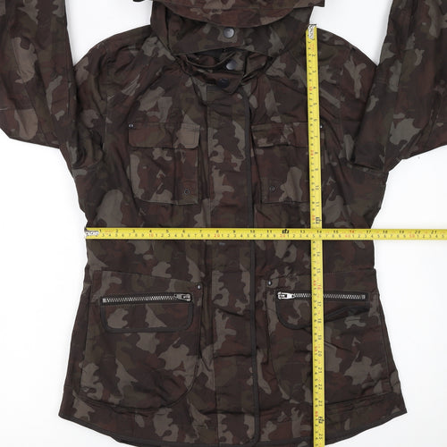 Next Women's Green Camouflage Hooded Military Jacket Size 12
