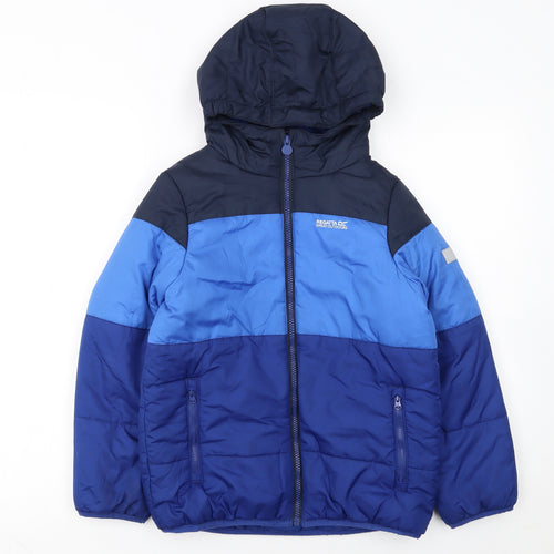 Regatta Boys Blue Colourblock Hooded Puffer Jacket 9-10 Years