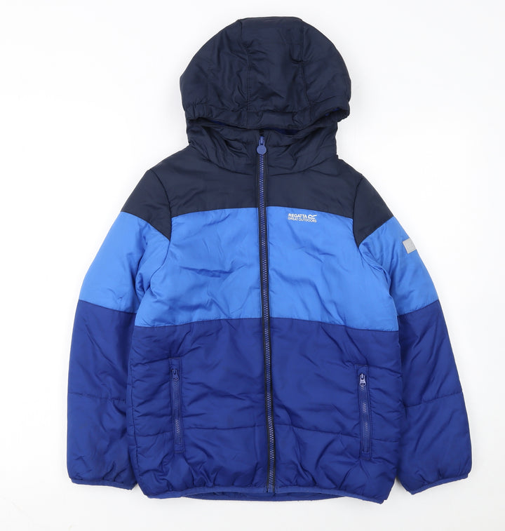 Regatta Boys Blue Colourblock Hooded Puffer Jacket 9-10 Years