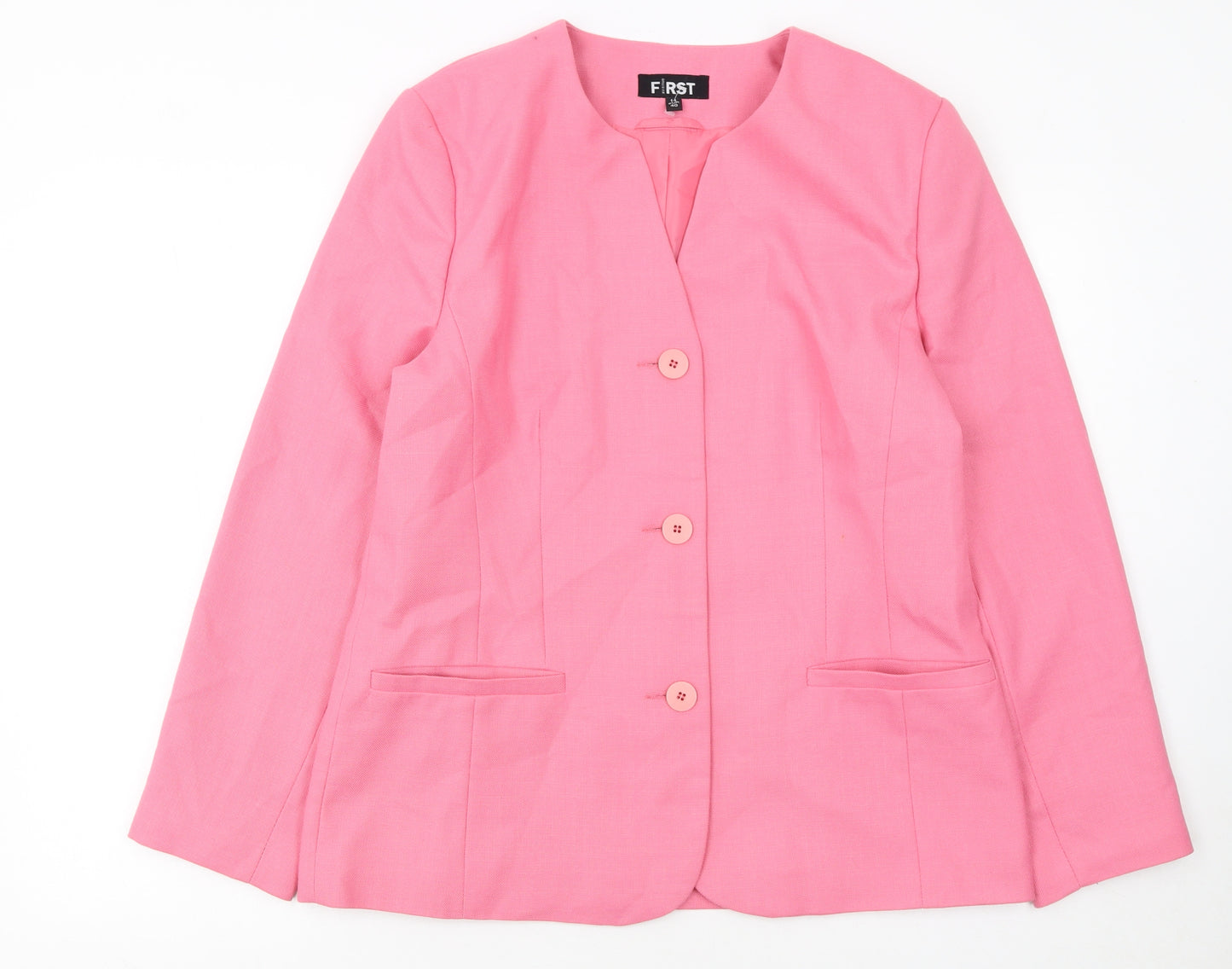 First Avenue Women's Pink Suit Jacket Size 14 Regular Polyester Modal