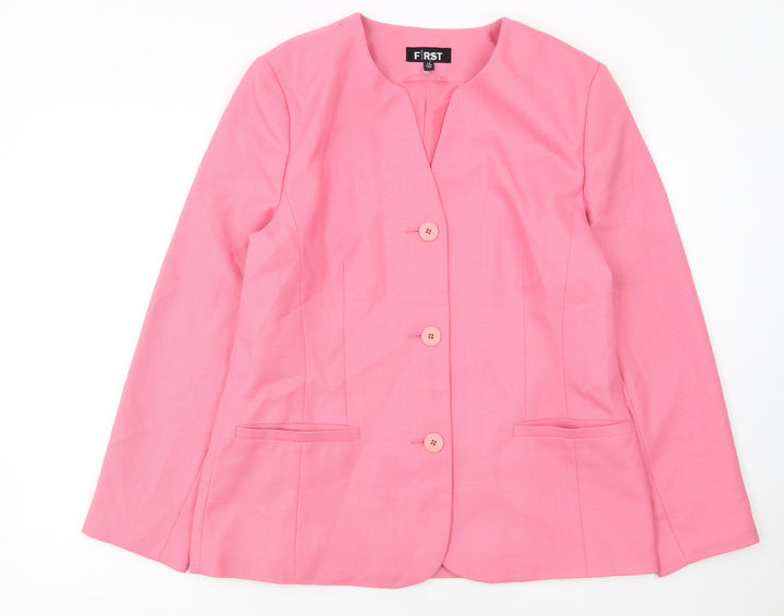 First Avenue Women's Pink Suit Jacket Size 14 Regular Polyester Modal