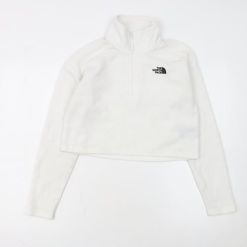 The North Face Womens White Fleece 1/2 Zip Pullover Sweatshirt Size S