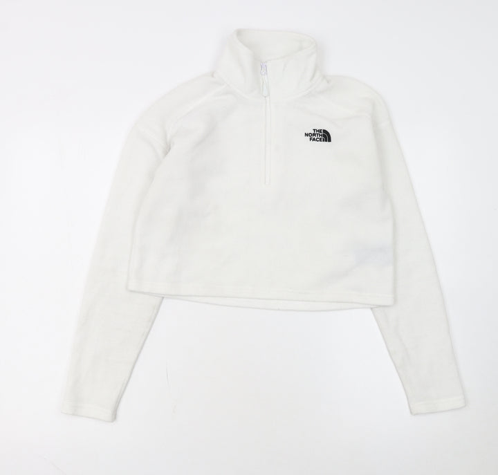 The North Face Womens White Fleece 1/2 Zip Pullover Sweatshirt Size S