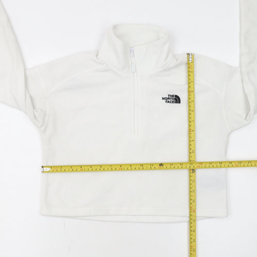 The North Face Womens White Fleece 1/2 Zip Pullover Sweatshirt Size S