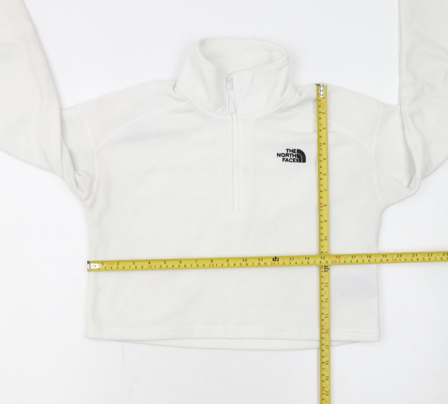 The North Face Womens White Fleece 1/2 Zip Pullover Sweatshirt Size S