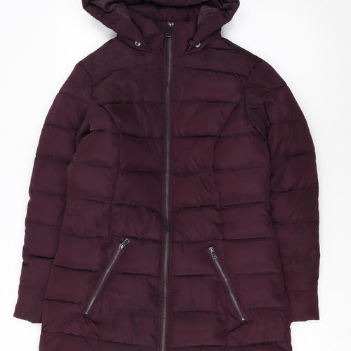 Dorothy Perkins Women's Purple Size 6 Hooded Puffer Coat