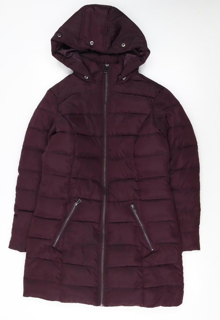 Dorothy Perkins Women's Purple Size 6 Hooded Puffer Coat