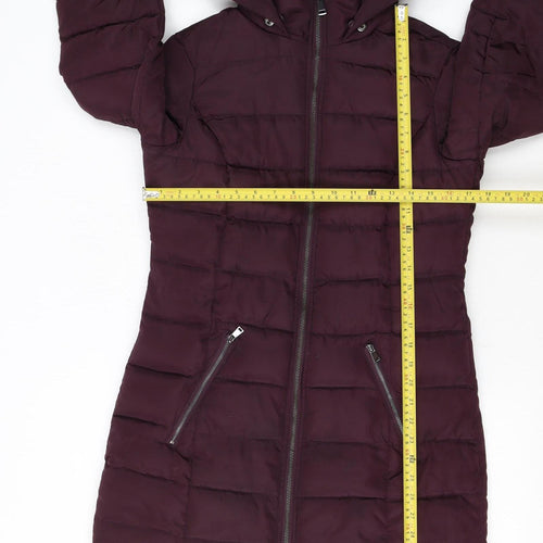 Dorothy Perkins Women's Purple Size 6 Hooded Puffer Coat