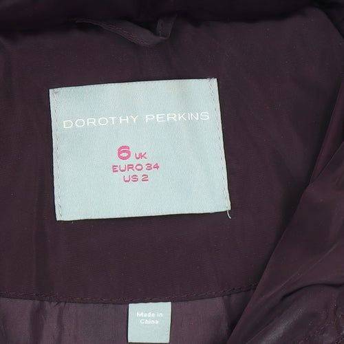 Dorothy Perkins Women's Purple Size 6 Hooded Puffer Coat