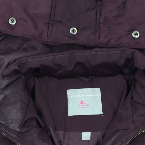 Dorothy Perkins Women's Purple Size 6 Hooded Puffer Coat