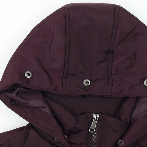 Dorothy Perkins Women's Purple Size 6 Hooded Puffer Coat
