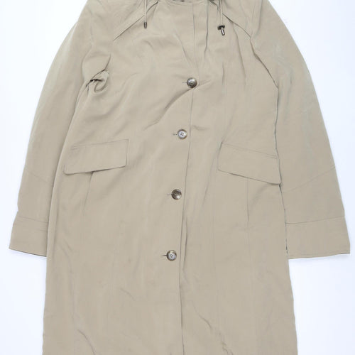 east5th Womens Beige Long Hooded Rain Coat L