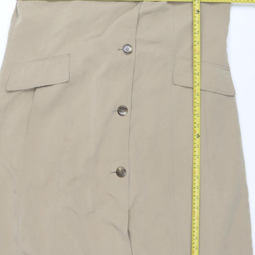 east5th Womens Beige Long Hooded Rain Coat L