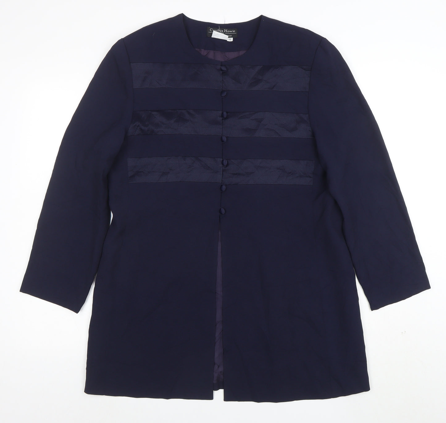 Cynthia Howie Women’s Blue Formal Mid-Length Button Coat Size 12