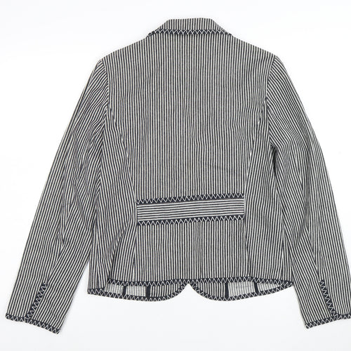 Talbots Women's Black Striped Stretch Cotton Blazer Jacket Size 8