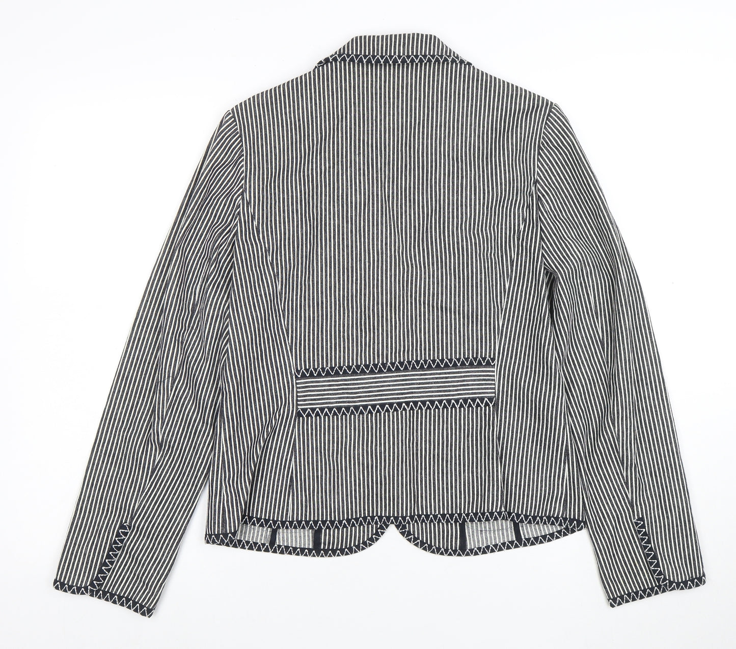 Talbots Women's Black Striped Stretch Cotton Blazer Jacket Size 8
