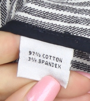Talbots Women's Black Striped Stretch Cotton Blazer Jacket Size 8