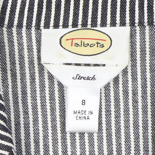 Talbots Women's Black Striped Stretch Cotton Blazer Jacket Size 8