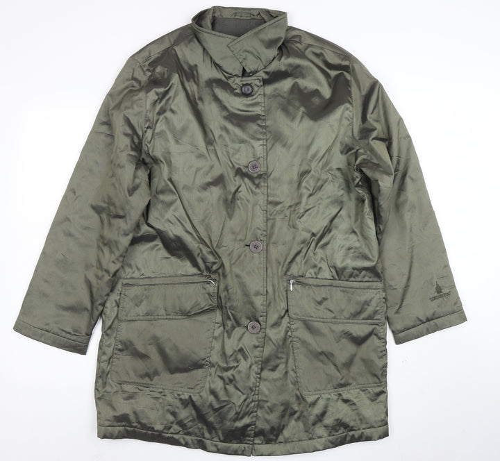 London Fog Women Green M Long Button Overcoat Jacket