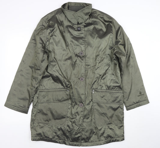 London Fog Women Green M Long Button Overcoat Jacket