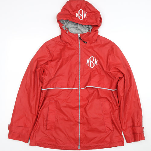 Charles River Apparel Womens Red Hooded Rain Coat Jacket Size M
