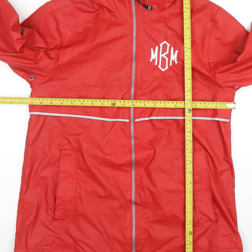 Charles River Apparel Womens Red Hooded Rain Coat Jacket Size M