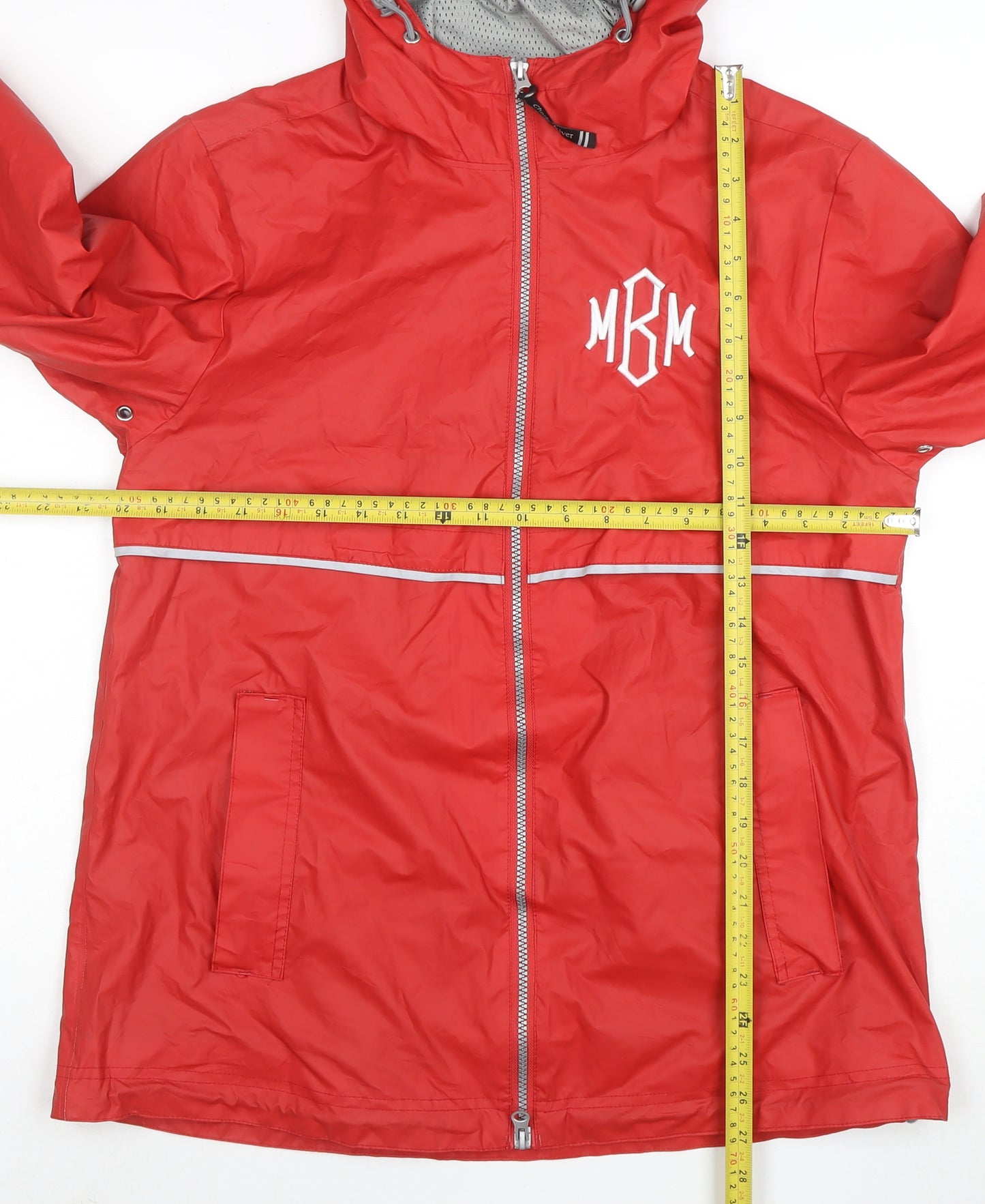 Charles River Apparel Womens Red Hooded Rain Coat Jacket Size M