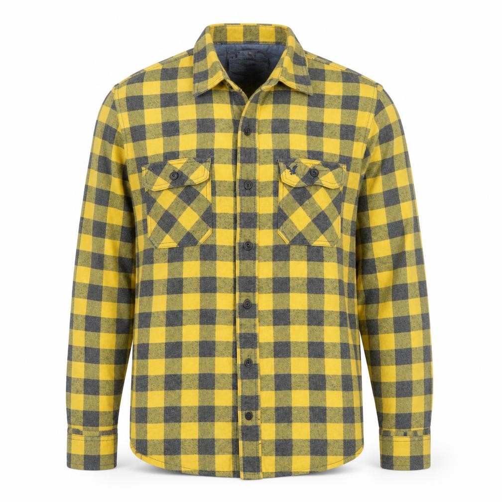 American Eagle Outfitters Men's Yellow Check Flannel Shirt L Long Sleeve